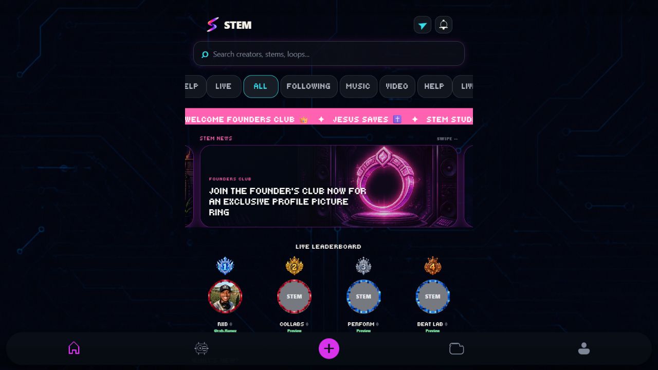 STEM current home feed in a desktop browser
