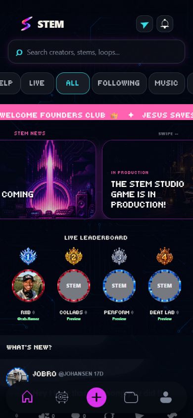 STEM mobile home captured from the active app preview