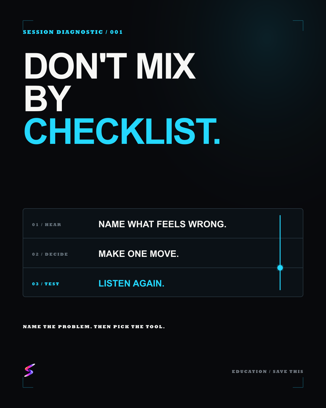 STEM educational campaign graphic about mixing decisions